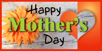 Raamsticker Happy Mother's Day met oranje bloem Dahlia
